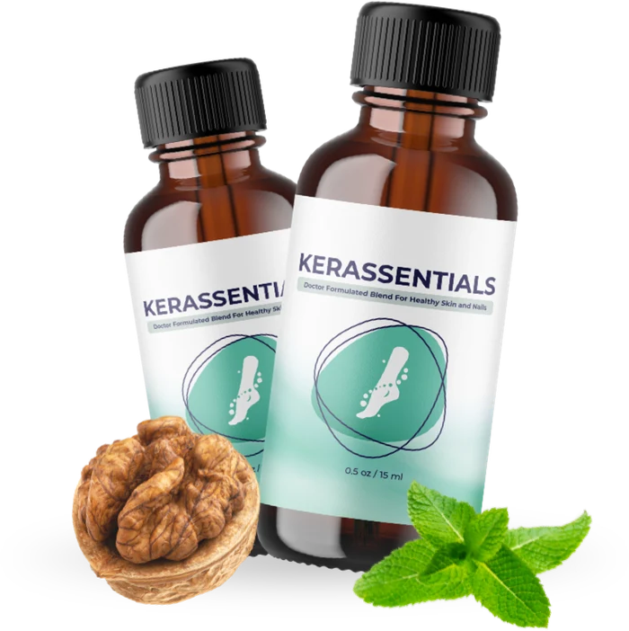 Two bottles of Kerassentials natural oil blend side by side